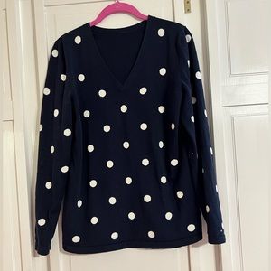 True Navy blue polka dot Cotton Sweater
